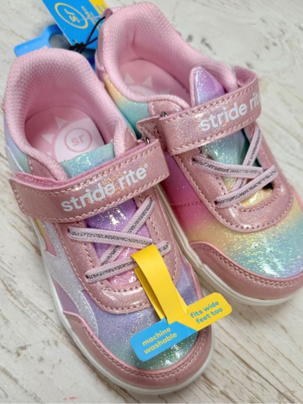 Stride Rite x Munchkin Girls Rainbow Glitter Sneakers Size 10 NWT